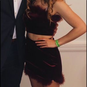 faux fur velvet cami & skirt set